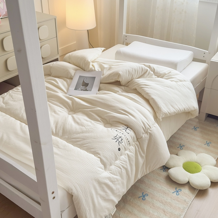 居易简 2025新款学生宿舍被无染原棉学生季大豆纤维春秋被冬被 被子被芯 无染-白