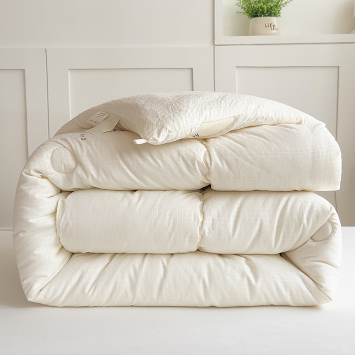 91家纺网 家纺一手货源 找家纺 居易简 2025新款学生宿舍被无染原棉学生季大豆纤维春秋被冬被 被子被芯 无染-白