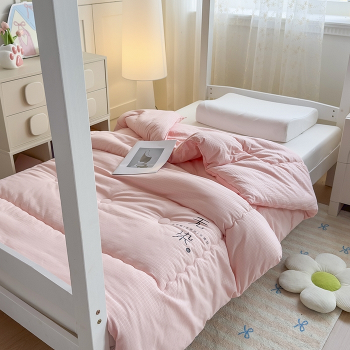 居易简 2025新款学生宿舍被无染原棉学生季大豆纤维春秋被冬被 被子被芯 无染-粉