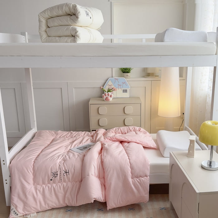 91家纺网 家纺一手货源 找家纺 居易简 2025新款学生宿舍被无染原棉学生季大豆纤维春秋被冬被 被子被芯 无染-粉