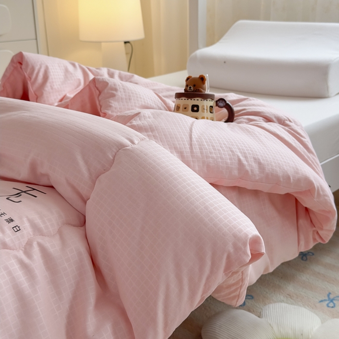 91家纺网 家纺一手货源 找家纺 居易简 2025新款学生宿舍被无染原棉学生季大豆纤维春秋被冬被 被子被芯 无染-粉