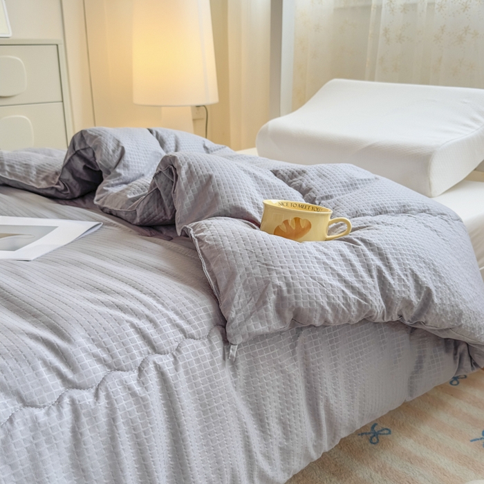 91家纺网 家纺一手货源 找家纺 居易简 2025新款学生宿舍被无染原棉学生季大豆纤维春秋被冬被 被子被芯 无染-灰