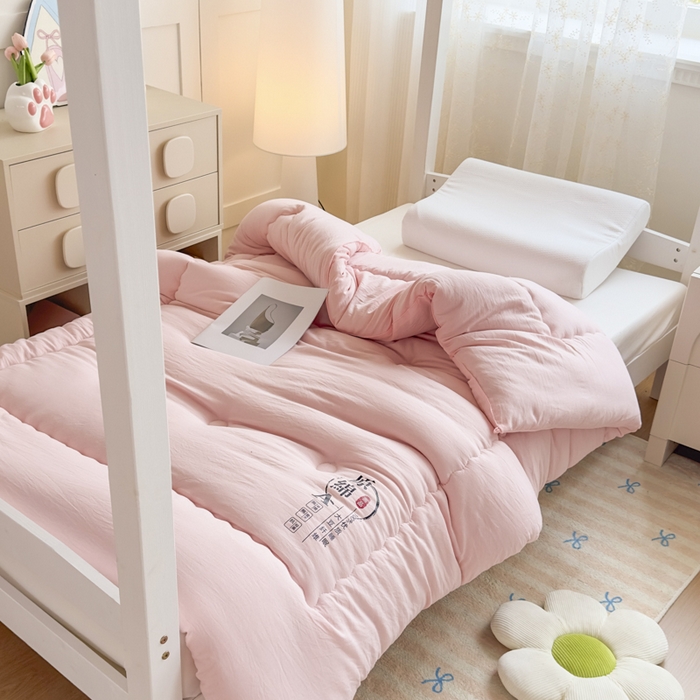 91家纺网 家纺一手货源 找家纺 居易简 2025新款学生宿舍被无染原棉学生季大豆纤维春秋被冬被 被子被芯 原棉-粉