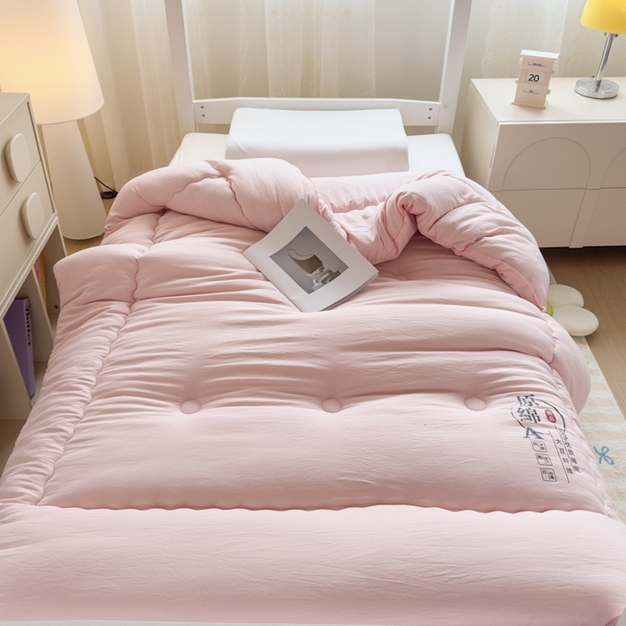 91家纺网 家纺一手货源 找家纺 居易简 2025新款学生宿舍被无染原棉学生季大豆纤维春秋被冬被 被子被芯 原棉-粉