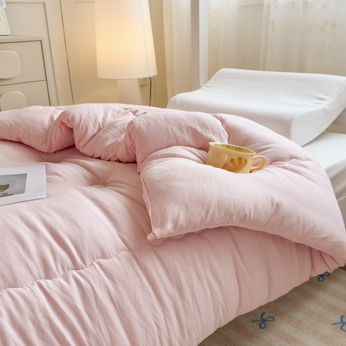 91家纺网 家纺一手货源 找家纺 居易简 2025新款学生宿舍被无染原棉学生季大豆纤维春秋被冬被 被子被芯 原棉-粉