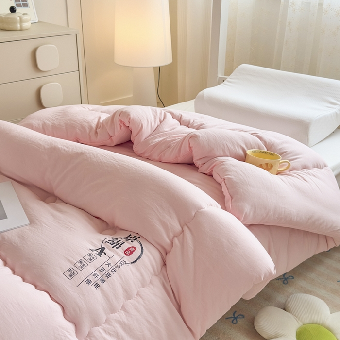 91家纺网 家纺一手货源 找家纺 居易简 2025新款学生宿舍被无染原棉学生季大豆纤维春秋被冬被 被子被芯 原棉-粉