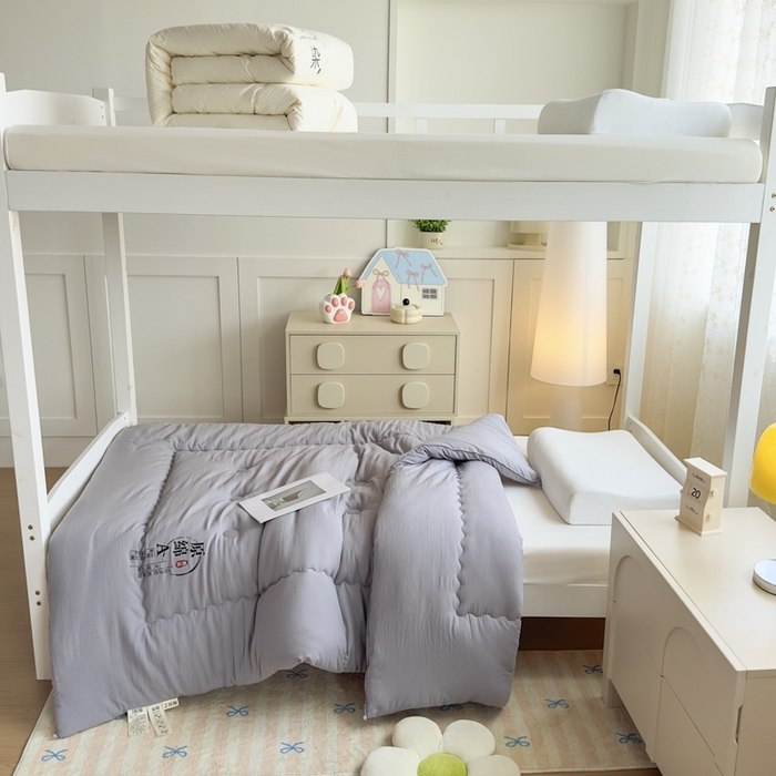 91家纺网 家纺一手货源 找家纺 居易简 2025新款学生宿舍被无染原棉学生季大豆纤维春秋被冬被 被子被芯 原棉-灰