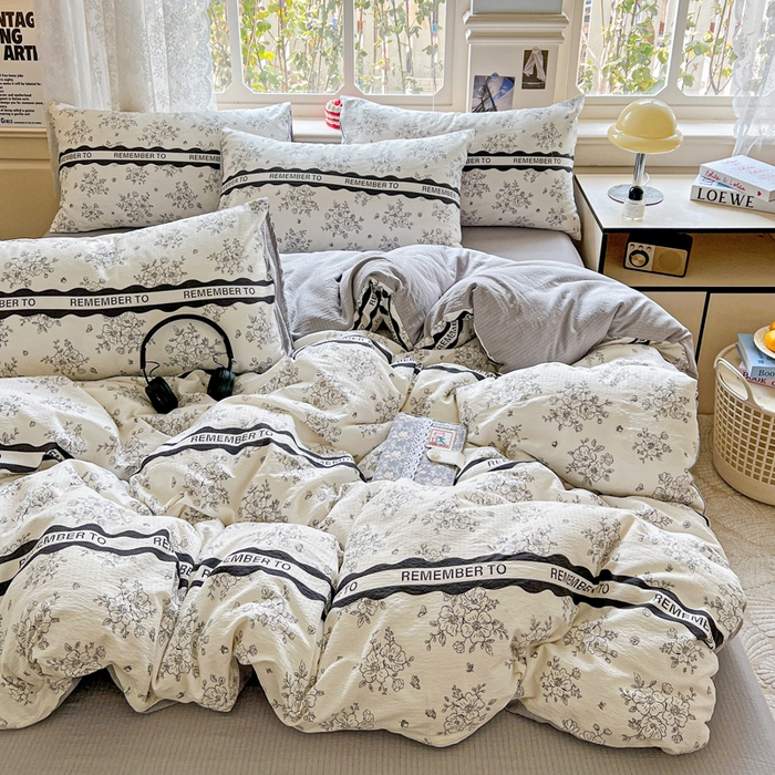 91家纺网 家纺一手货源 找家纺 典曼家纺 2025新款云感皱皱双层纱四件套-简单款 赫本娜