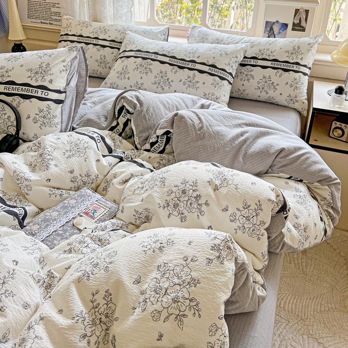 91家纺网 家纺一手货源 找家纺 典曼家纺 2025新款云感皱皱双层纱四件套-简单款 赫本娜