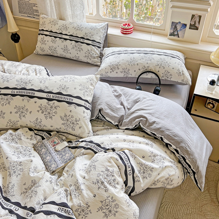 91家纺网 家纺一手货源 找家纺 典曼家纺 2025新款云感皱皱双层纱四件套-简单款 赫本娜