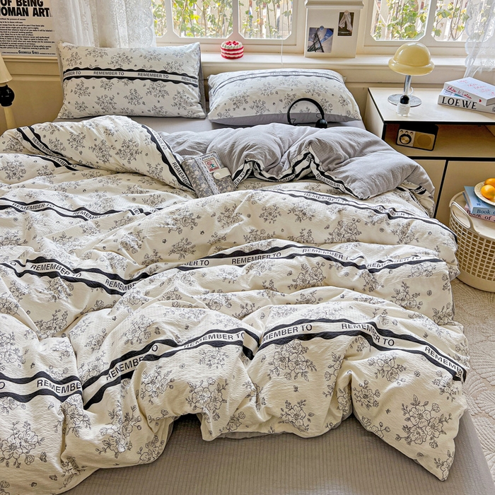 91家纺网 家纺一手货源 找家纺 典曼家纺 2025新款云感皱皱双层纱四件套-简单款 赫本娜