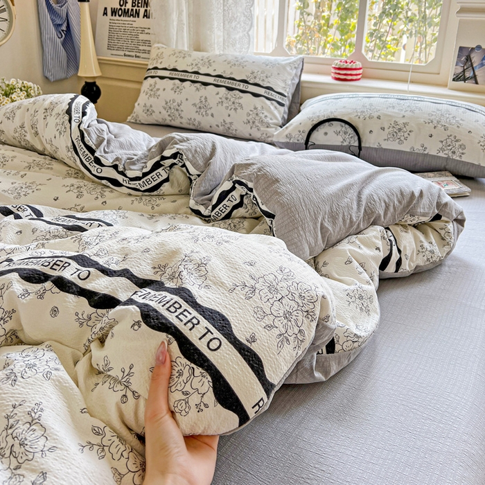 91家纺网 家纺一手货源 找家纺 典曼家纺 2025新款云感皱皱双层纱四件套-简单款 赫本娜