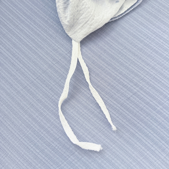 91家纺网 家纺一手货源 找家纺 典曼家纺 2025新款云感皱皱双层纱四件套-简单款 波点小兔蓝