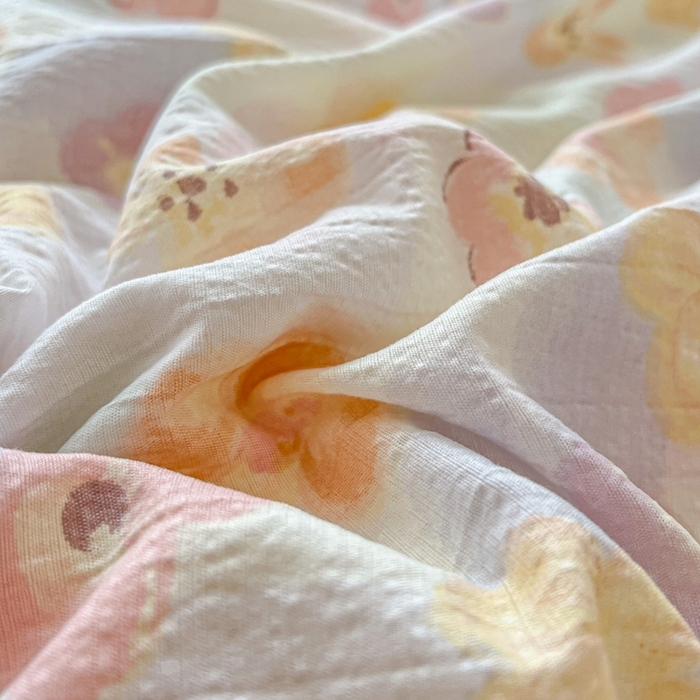 91家纺网 家纺一手货源 找家纺 典曼家纺 2025新款云感皱皱双层纱四件套-简单款 花海紫