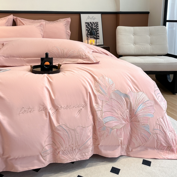 91家纺网 家纺一手货源 找家纺 桃园 2025新款纯棉全棉长绒棉磨毛四件套不掉毛-华尔兹 （高端礼盒） 华尔兹-豆沙