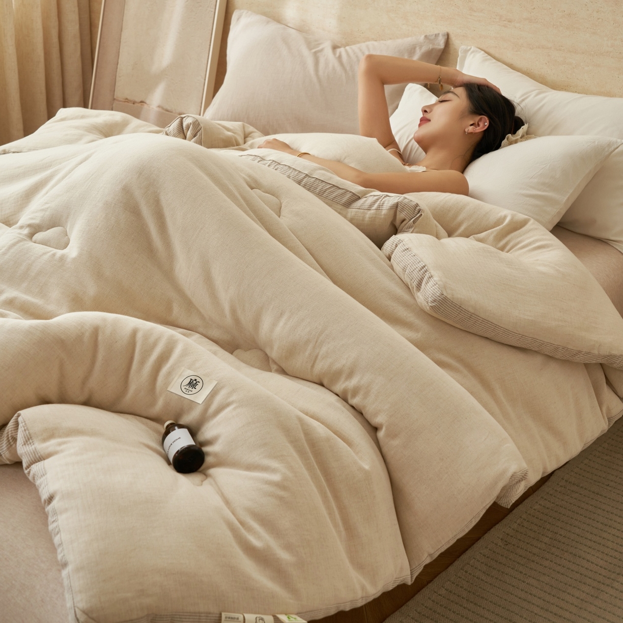 91家纺网 家纺一手货源 找家纺 （总）恬思语家纺 2025秋冬新品棉麻立体大豆冬被