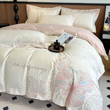 桃园 2025新款纯棉全棉长绒棉磨毛四件套不掉毛-华尔兹 （高端礼盒） 华尔兹-奶昔白