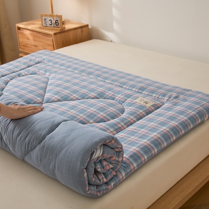 爱屋及屋 2025新款无印风四季款棉花床垫 格韵蓝
