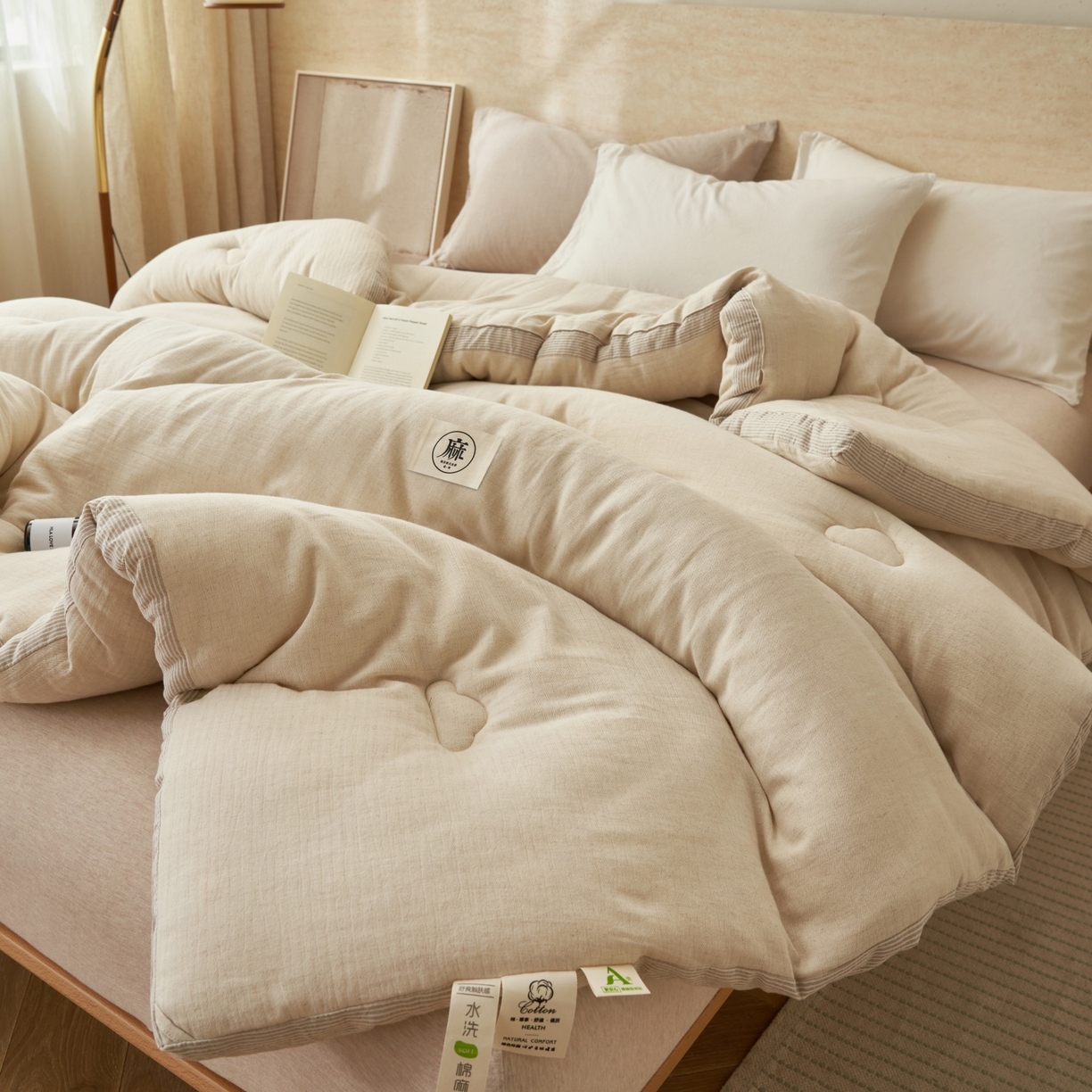 91家纺网 家纺一手货源 找家纺 （总）恬思语家纺 2025秋冬新品棉麻立体大豆冬被
