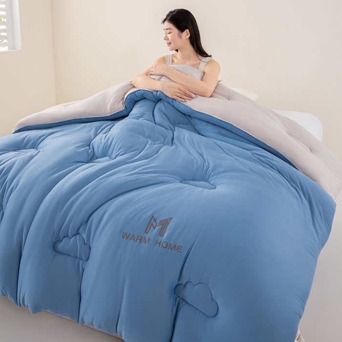 91家纺网 家纺一手货源 找家纺 憨豆家纺 2026新款针织棉云朵被星球深睡眠秋冬保暖被子春秋被云柔大豆被冬被四季被芯（含买家秀） 深睡眠-深山蓝