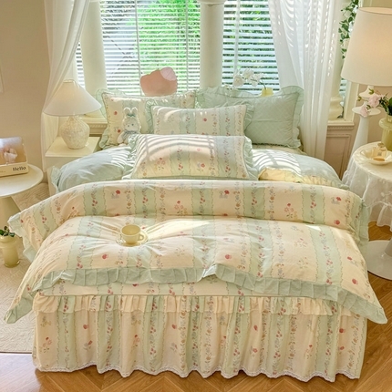 91家纺网 家纺一手货源 找家纺 （总）美达 2025新款韩版全棉四件套单品系列-床裙四件套