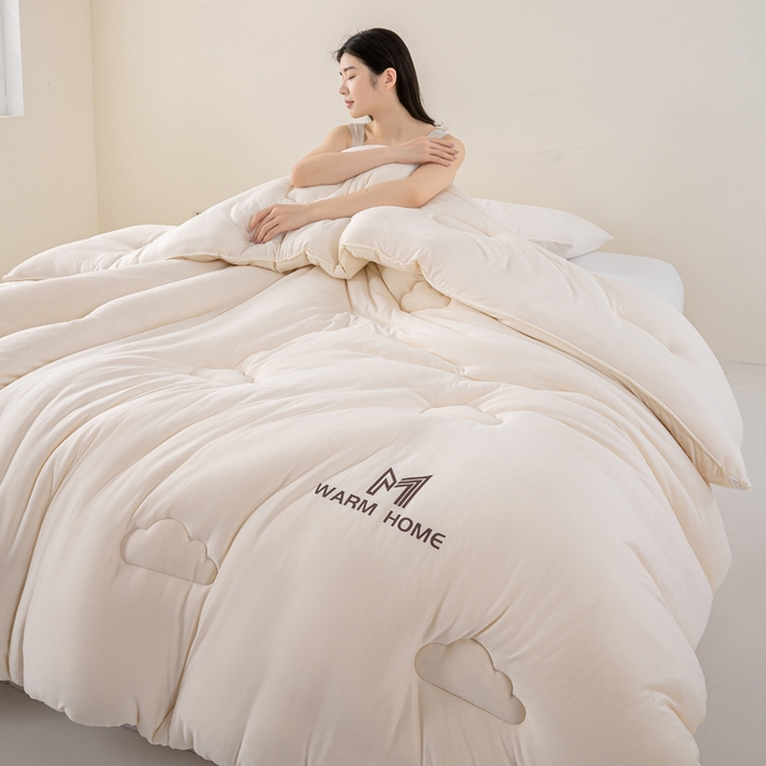 91家纺网 家纺一手货源 找家纺 憨豆家纺 2026新款针织棉云朵被星球深睡眠秋冬保暖被子春秋被云柔大豆被冬被四季被芯（含买家秀） 深睡眠-云朵白