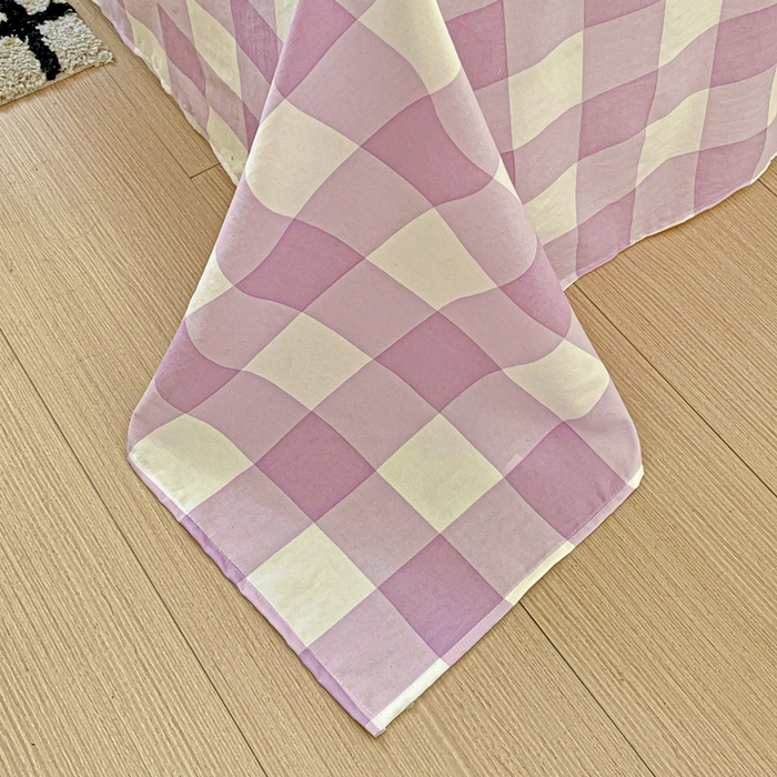 91家纺网 家纺一手货源 找家纺 繁花家居 2025软爆高克重水洗棉床单床笠单件 学生季跑量款 紫方格