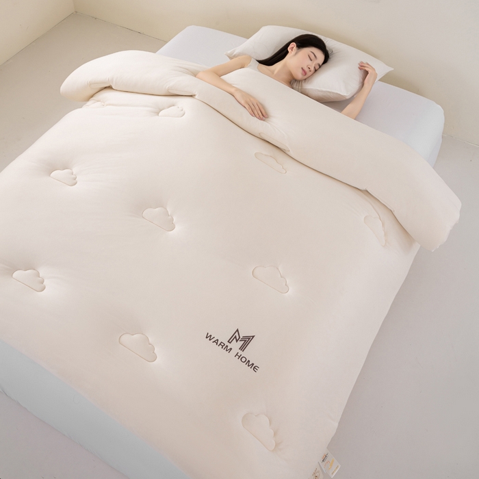 91家纺网 家纺一手货源 找家纺 憨豆家纺 2026新款针织棉云朵被星球深睡眠秋冬保暖被子春秋被云柔大豆被冬被四季被芯（含买家秀） 深睡眠-云朵白