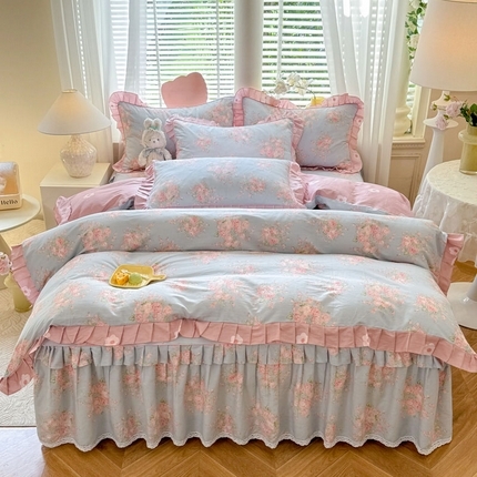 91家纺网 家纺一手货源 找家纺 （总）美达 2025新款韩版全棉四件套单品系列-床裙四件套