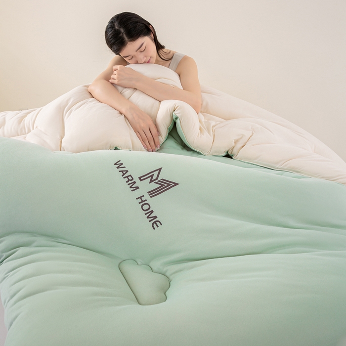 91家纺网 家纺一手货源 找家纺 憨豆家纺 2026新款针织棉云朵被星球深睡眠秋冬保暖被子春秋被云柔大豆被冬被四季被芯（含买家秀） 深睡眠-山野青