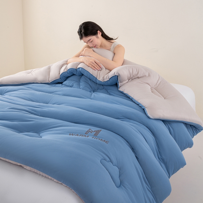 91家纺网 家纺一手货源 找家纺 憨豆家纺 2026新款针织棉云朵被星球深睡眠秋冬保暖被子春秋被云柔大豆被冬被四季被芯（含买家秀） 深睡眠-深山蓝