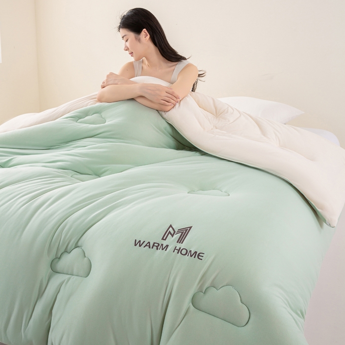 91家纺网 家纺一手货源 找家纺 憨豆家纺 2026新款针织棉云朵被星球深睡眠秋冬保暖被子春秋被云柔大豆被冬被四季被芯（含买家秀） 深睡眠-山野青