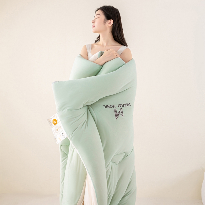 91家纺网 家纺一手货源 找家纺 憨豆家纺 2026新款针织棉云朵被星球深睡眠秋冬保暖被子春秋被云柔大豆被冬被四季被芯（含买家秀） 深睡眠-山野青