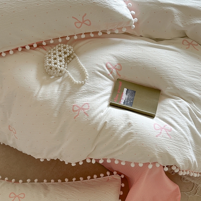 91家纺网 家纺一手货源 找家纺 （总）缘生活 2025新款皱皱纱毛球球流苏四件套