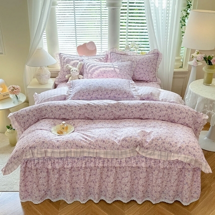 91家纺网 家纺一手货源 找家纺 （总）美达 2025新款韩版全棉四件套单品系列-床裙四件套