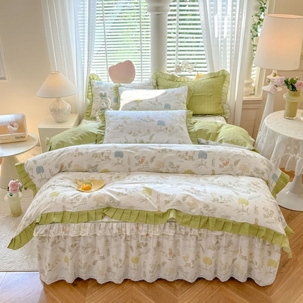 91家纺网 家纺一手货源 找家纺 （总）美达 2025新款韩版全棉四件套单品系列-床裙四件套