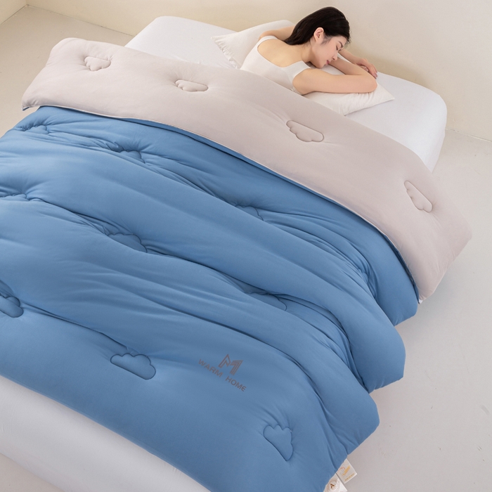 91家纺网 家纺一手货源 找家纺 憨豆家纺 2026新款针织棉云朵被星球深睡眠秋冬保暖被子春秋被云柔大豆被冬被四季被芯（含买家秀） 深睡眠-深山蓝