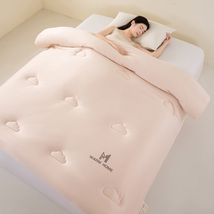 91家纺网 家纺一手货源 找家纺 憨豆家纺 2026新款针织棉云朵被星球深睡眠秋冬保暖被子春秋被云柔大豆被冬被四季被芯（含买家秀） 深睡眠-雾橘粉