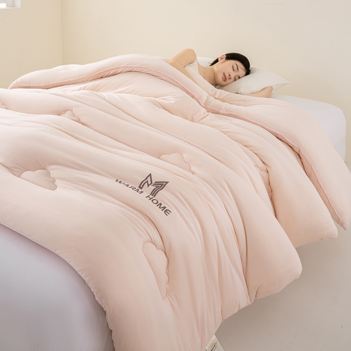 91家纺网 家纺一手货源 找家纺 憨豆家纺 2026新款针织棉云朵被星球深睡眠秋冬保暖被子春秋被云柔大豆被冬被四季被芯（含买家秀） 深睡眠-雾橘粉