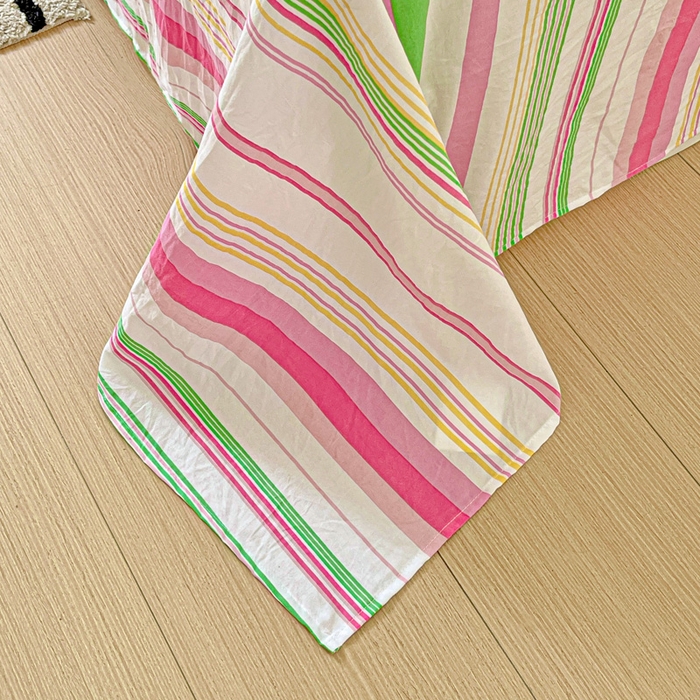 91家纺网 家纺一手货源 找家纺 繁花家居 2025软爆高克重水洗棉床单床笠单件 学生季跑量款 彩虹条