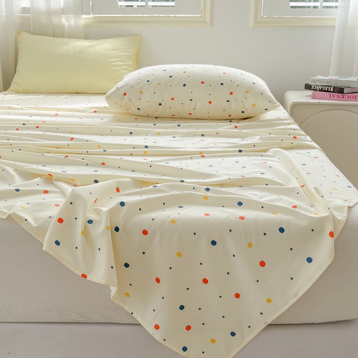 91家纺网 家纺一手货源 找家纺 繁花家居 2025软爆高克重水洗棉床单床笠单件 学生季跑量款 奶盖波波