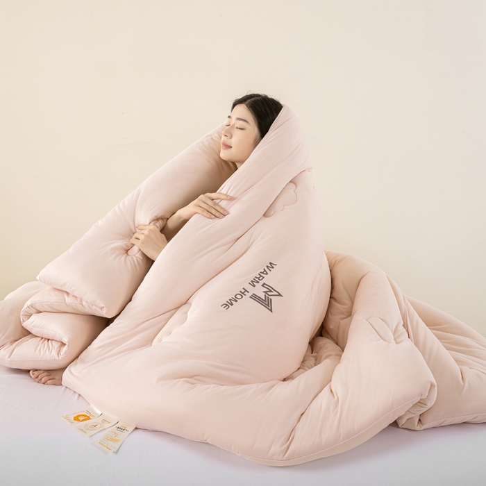 91家纺网 家纺一手货源 找家纺 憨豆家纺 2026新款针织棉云朵被星球深睡眠秋冬保暖被子春秋被云柔大豆被冬被四季被芯（含买家秀） 深睡眠-雾橘粉