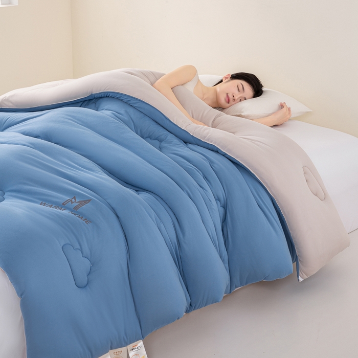 91家纺网 家纺一手货源 找家纺 憨豆家纺 2026新款针织棉云朵被星球深睡眠秋冬保暖被子春秋被云柔大豆被冬被四季被芯（含买家秀） 深睡眠-深山蓝