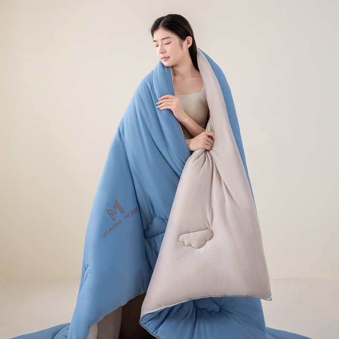 91家纺网 家纺一手货源 找家纺 憨豆家纺 2026新款针织棉云朵被星球深睡眠秋冬保暖被子春秋被云柔大豆被冬被四季被芯（含买家秀） 深睡眠-深山蓝