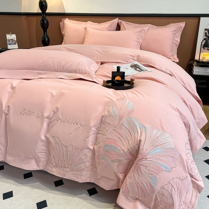 桃园 2025新款纯棉全棉长绒棉磨毛四件套不掉毛-华尔兹 （高端礼盒） 华尔兹-豆沙