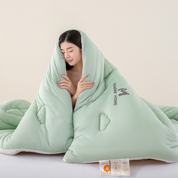 91家纺网 家纺一手货源 找家纺 憨豆家纺 2026新款针织棉云朵被星球深睡眠秋冬保暖被子春秋被云柔大豆被冬被四季被芯（含买家秀） 深睡眠-山野青