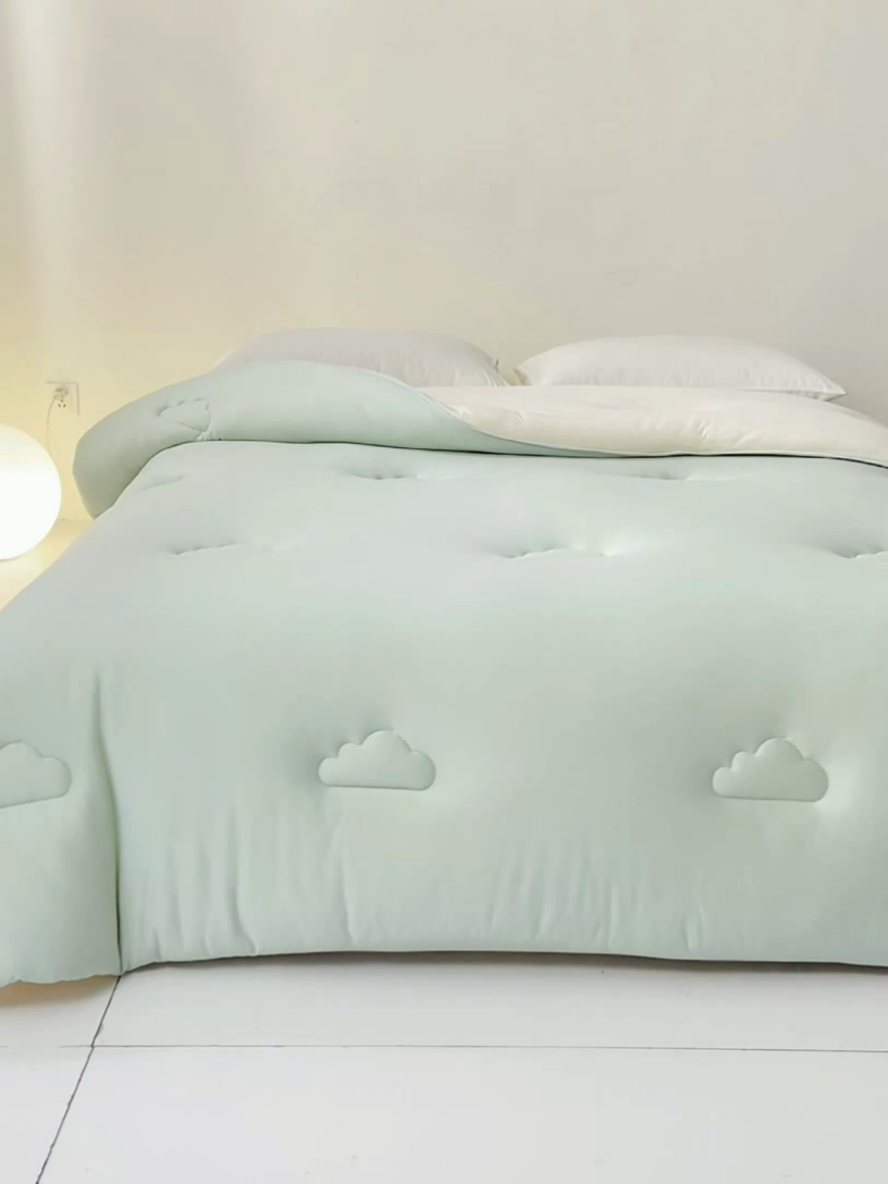 91家纺网 家纺一手货源 找家纺 憨豆家纺 2026新款针织棉云朵被星球深睡眠秋冬保暖被子春秋被云柔大豆被冬被四季被芯（含买家秀） 深睡眠-山野青