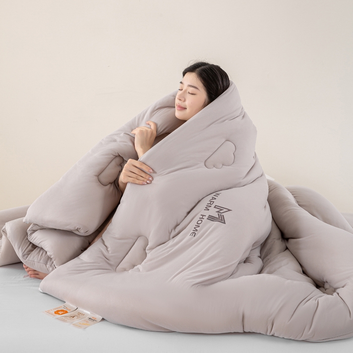 91家纺网 家纺一手货源 找家纺 憨豆家纺 2026新款针织棉云朵被星球深睡眠秋冬保暖被子春秋被云柔大豆被冬被四季被芯（含买家秀） 深睡眠-青空灰