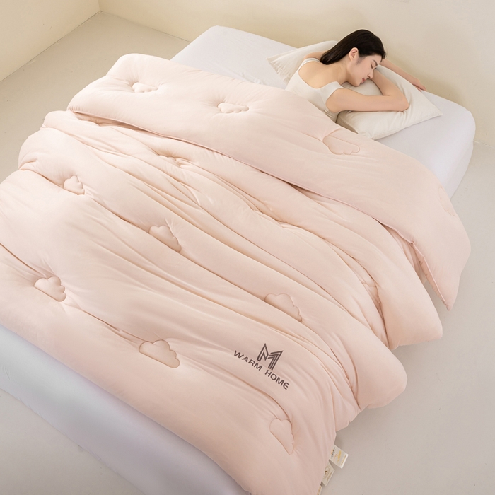 91家纺网 家纺一手货源 找家纺 憨豆家纺 2026新款针织棉云朵被星球深睡眠秋冬保暖被子春秋被云柔大豆被冬被四季被芯（含买家秀） 深睡眠-雾橘粉