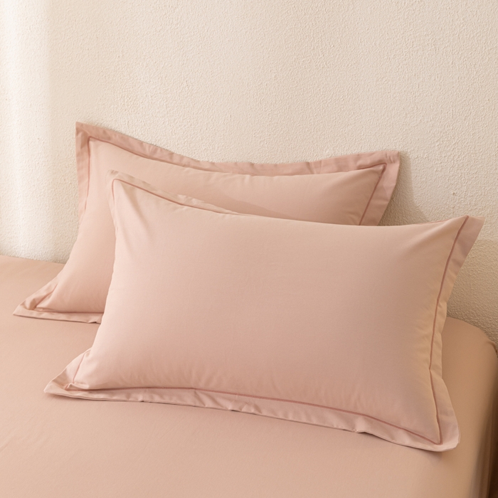 91家纺网 家纺一手货源 找家纺 2025新款A类100%全棉纯色加厚磨毛枕套+床单单件/简约组合 磨毛-藕粉色